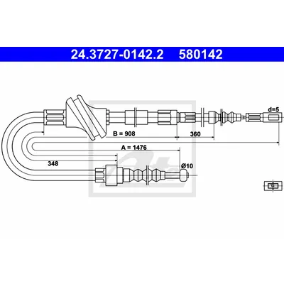 Трос ручного тормоза L,R ATE 24.3727-0142.2