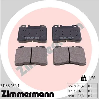 КОЛОДКИ ТОРМ ДИСК ПЕР MER W124 E-CLASS 2.8-4.0 ZIMMERMANN 211531601
