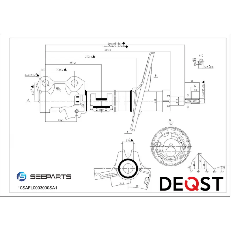 Амортизатор передний левый TOYOTA RAV 4 III 06TOYOTA RAV 4 III 06/ DEQST 10SAFL0003000