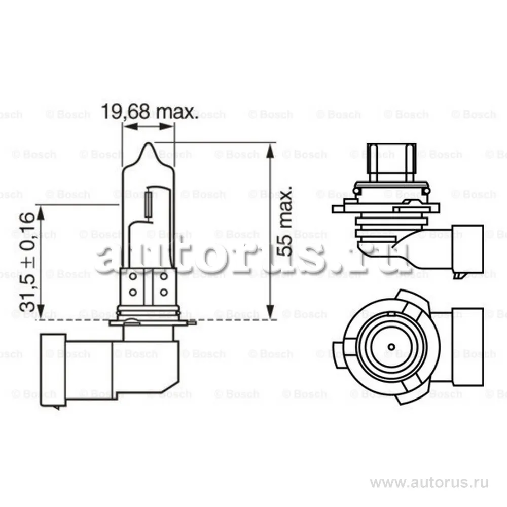 Лампа 12V HB4 51W BOSCH Pure Light - Standard 1 шт. картон 1 987 302 153