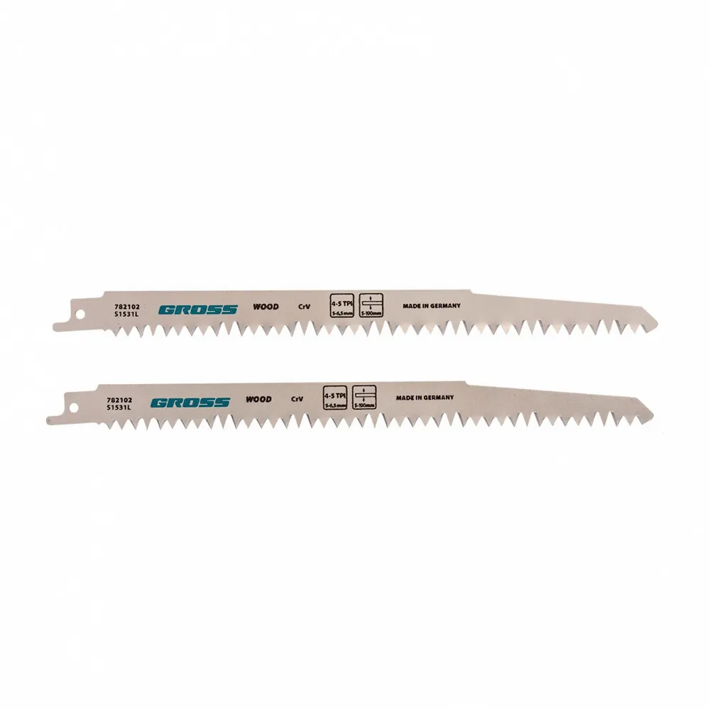 Полотна по дереву для сабельной пилы 4052 - S1531L, 210x5-6,5 мм, фигурный рез, 2 шт. Gross 782102 GROSS 782102