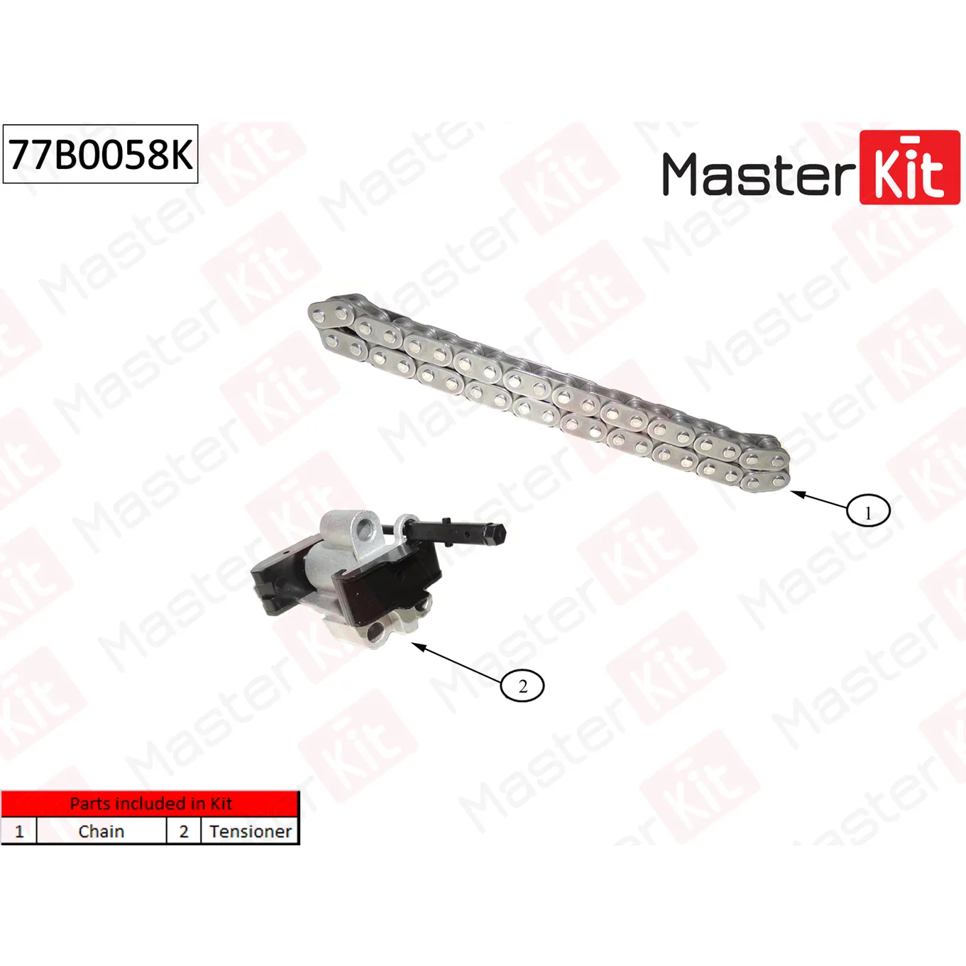 Комплект цепи привода распредвала (без звездочек) MASTERKIT 77B0058K