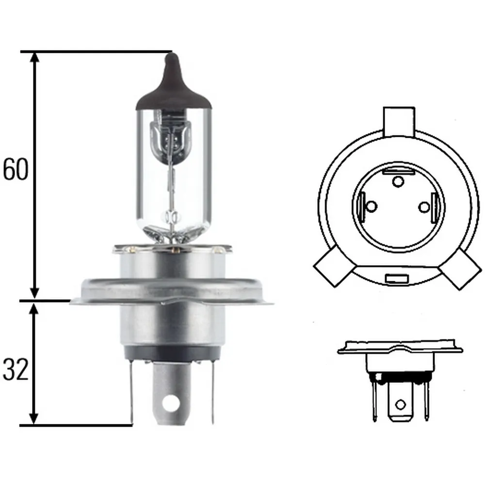Лампа 12V H4 55/60W +30% HELLA 1 шт. картон 8GJ002525-001