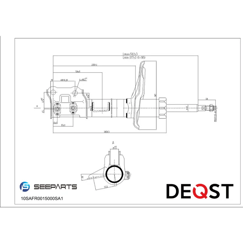 Амортизатор передн правый, HYUNDAI Elantra HD 06-KIA Ceed 06- DEQST 10SAFR0015000