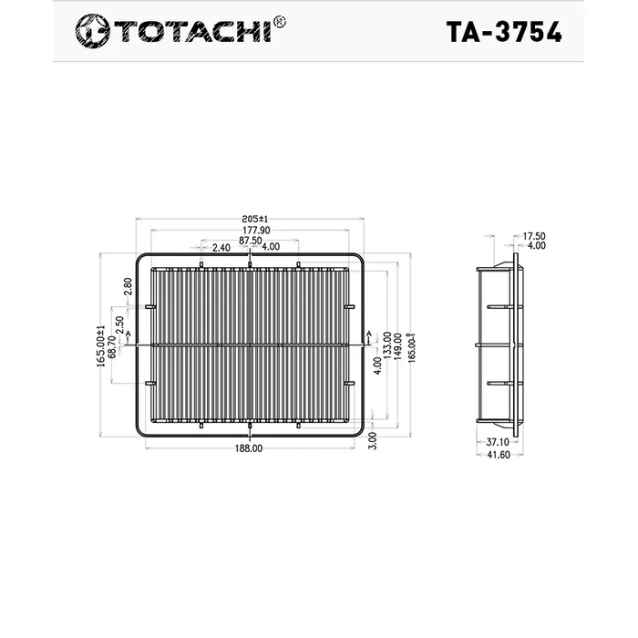 Воздушный фильтр TOTACHI TA-3754 A-348 MR571724 TOTACHI TA-3754