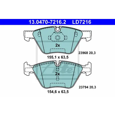 Колодки тормозные передние BMW ATE 13047072162