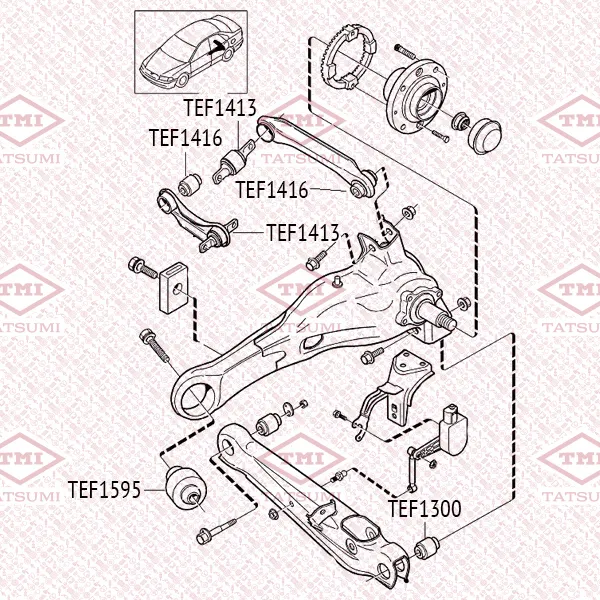 Сайлентблок заднего поперечного рычага MITSUBISHI Carisma ->03 TATSUMI TEF1413