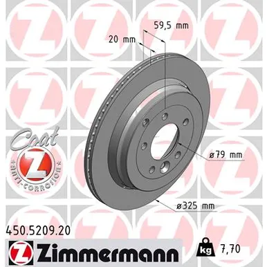 Диск тормозной задний LAND ROVER DISCOVERY III/IV, RANGE ZIMMERMANN 450520920