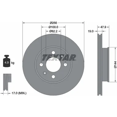 Диск тормозной передний HYUNDAI GETZ 02-10 TEXTAR 92144700