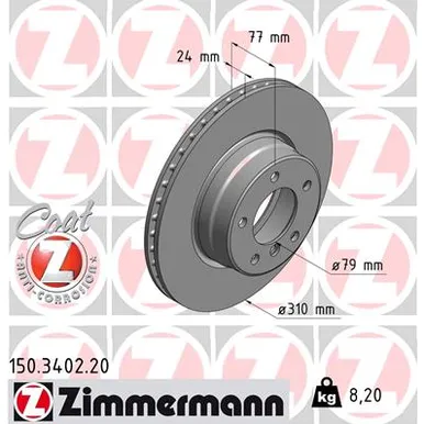 Диск тормозной ZIMMERMANN 150.3402.20