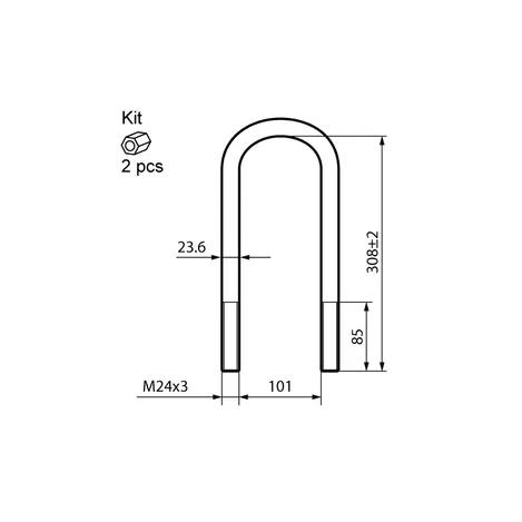 Стремянка рессоры M24x3x308x101 (с гайками) BPW EXOVO 01942E