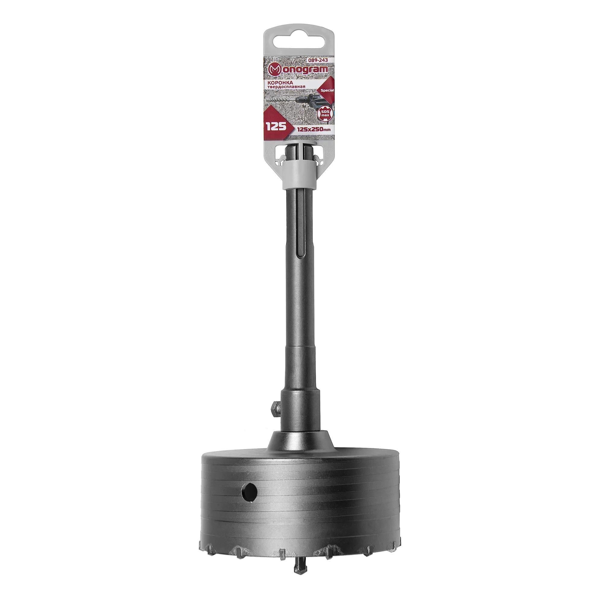 Коронка твердосплавная по бетону MONOGRAM Special 125х50/250 мм с адаптером SDS-max Monogram 089-243