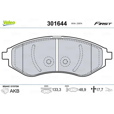 Колодки тормозные перед VALEO 301644