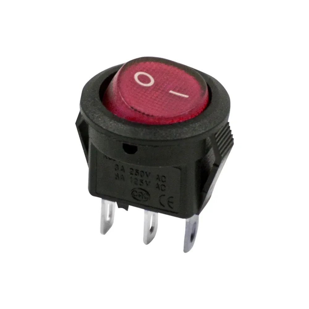 Выключатель клавишный круглый 250V 3А (2с) ON-OFF красный Micro (RWB-105, SC-214) REXANT 36-2511