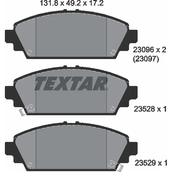 К-кт дисковых колодок HONDA ACCORD VII 98-02, CIVIC VII 02-05, TEXTAR 2309601