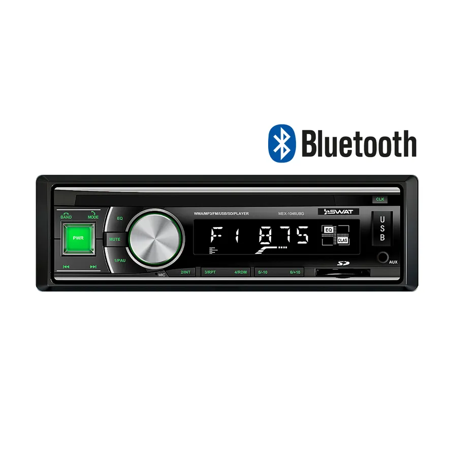 Автомагнитола SWAT MEX-1046UBG /1 din,4х50 вт, BT, MP3, USB, SD, 2RCA белые кнопки/, , Max 50 Вт SWAT SWAT MEX-1046UBG