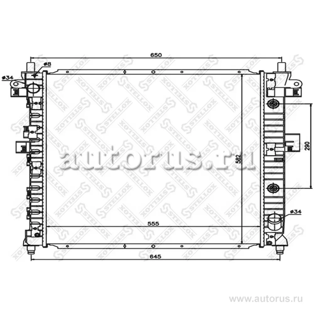 Радиатор системы охлаждения Ssang Yong Kyron 2,0D 05-/Actyon 2.0D STELLOX 10-26287-SX
