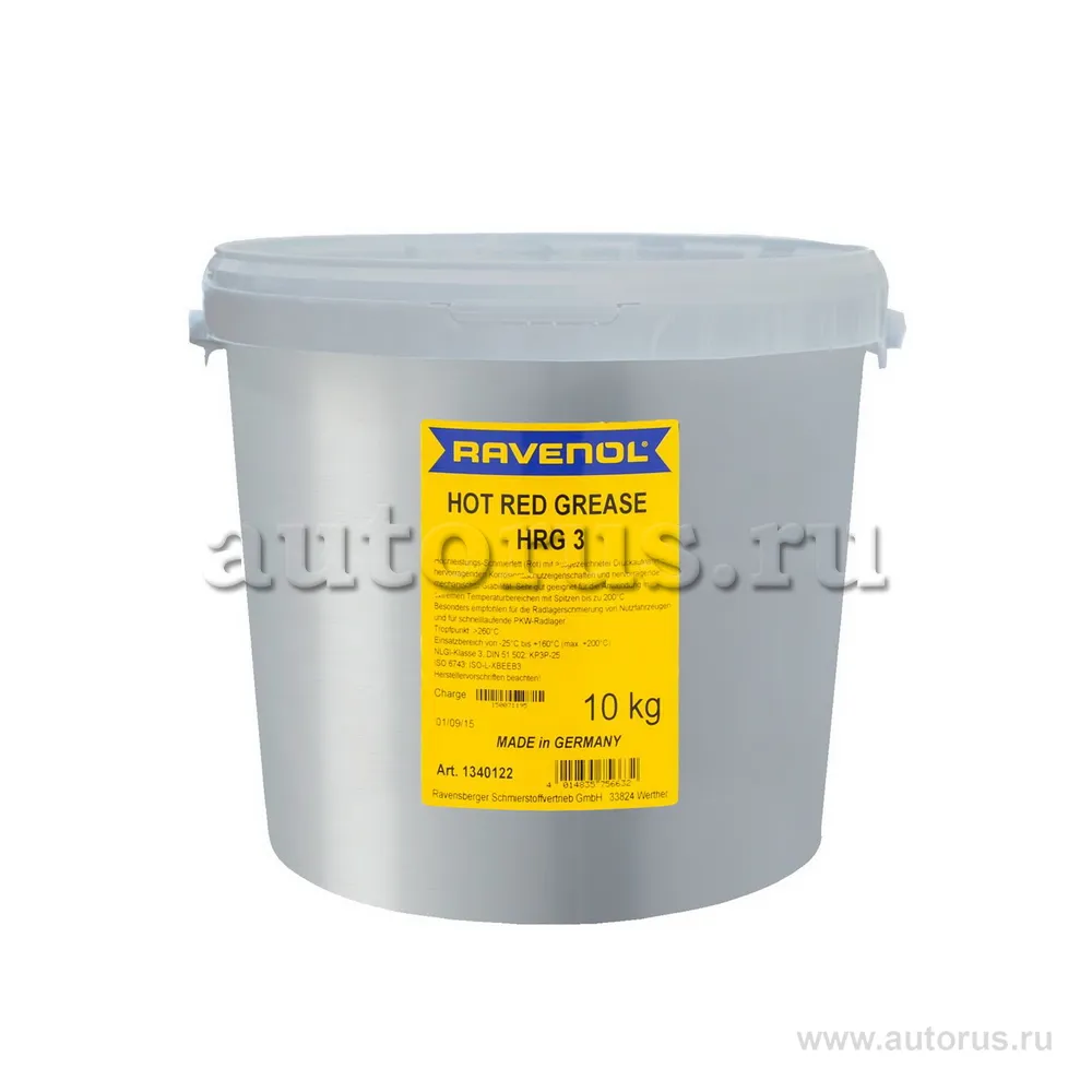 Смазка пластичная RAVENOL Hot Red Grease HRG 3 10 кг Ravenol 1340122-010