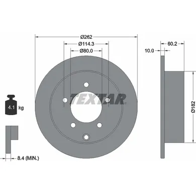 Диск тормозной MITSUBISHI TEXTAR 92227403