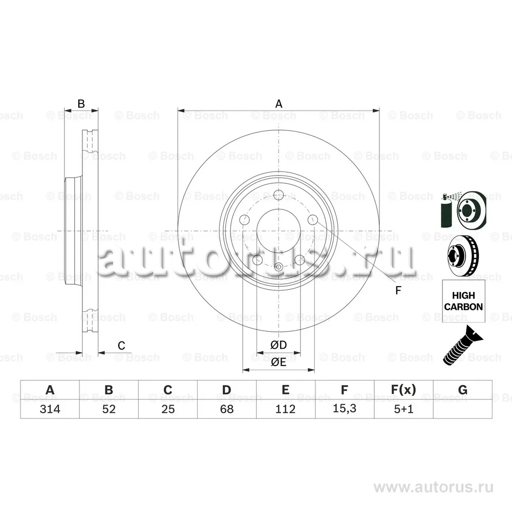 Диск тормозной BOSCH 0986479467