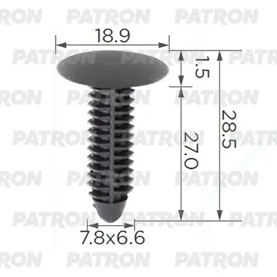 Клипса пластмассовая GM, Buick, Pontiac, Cadillac, Chevrolet, Renault, PATRON P37-3586