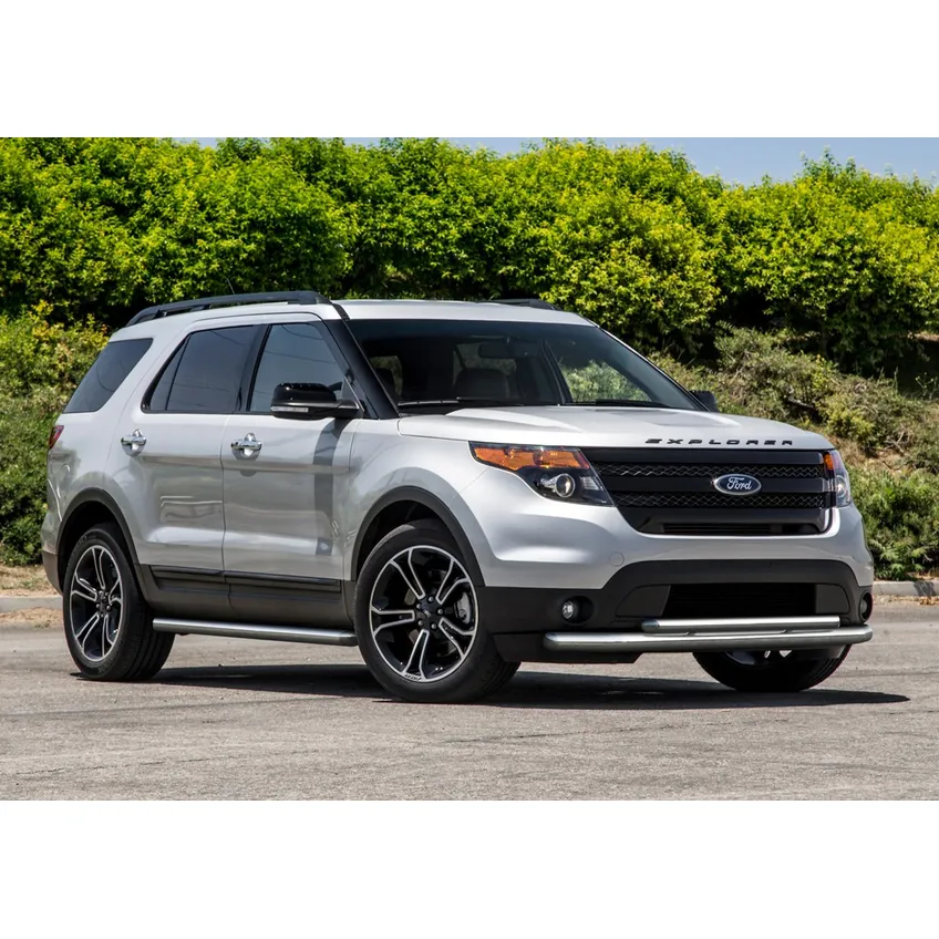 Защита переднего бампера d76+d57 Rival для Ford Explorer V 2011-2015, нерж. сталь, R.1804.001