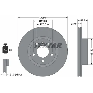 Диск тормозной передний с покрытием PRO OPEL/VAUXHALL TEXTAR 92066903