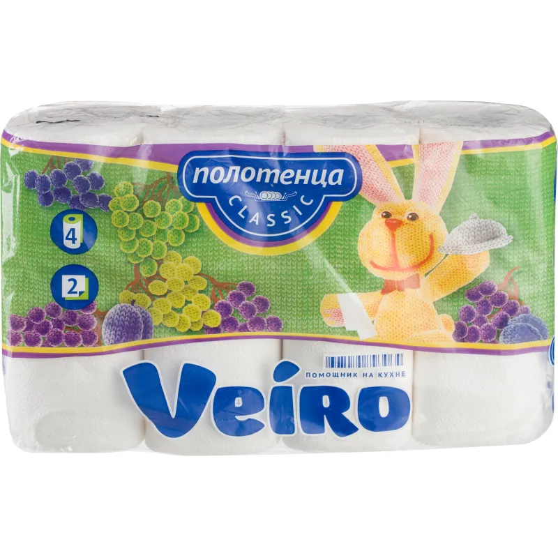 Полотенца бумажные VEIRO Classic 2-сл.,с тисн., 4рул./уп. 5п24 246347