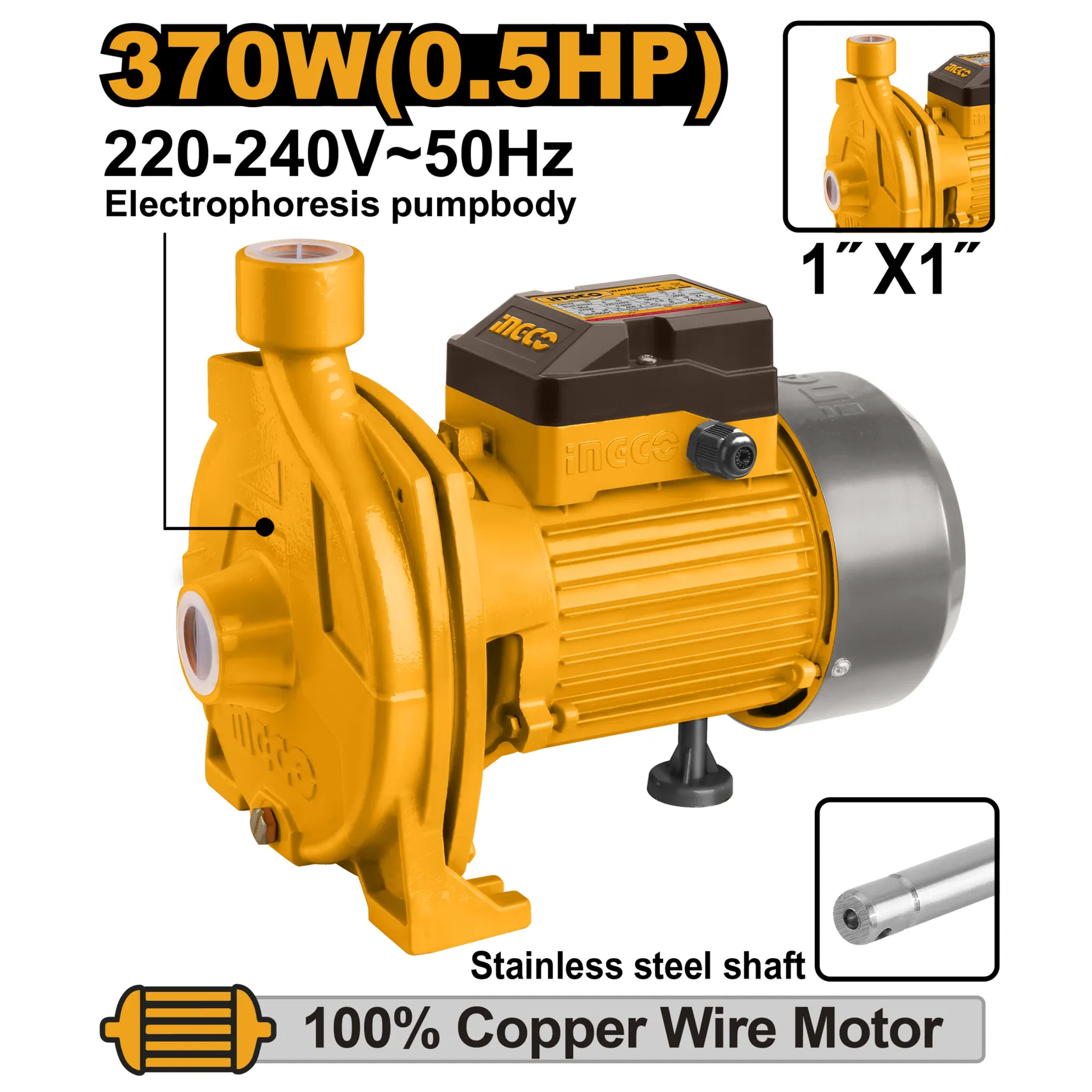 Водяной насос 80л, 370 Вт INGCO CPM3708