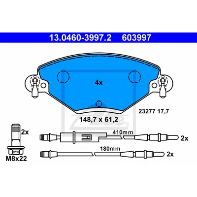 Колодки тормозные дисковые передн, CITROEN: C5 2.0 16V/2.0 16V HPi/2.0 HDi/2.0 HDi/2.0 HDi 01-04, C5