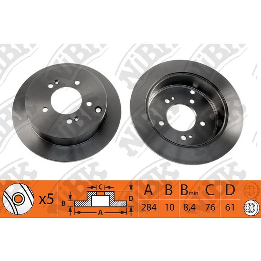 Диск тормозной задний HYUNDAI TUCSON/KIA SPORTAGE II /D=284MM NIBK RN1176