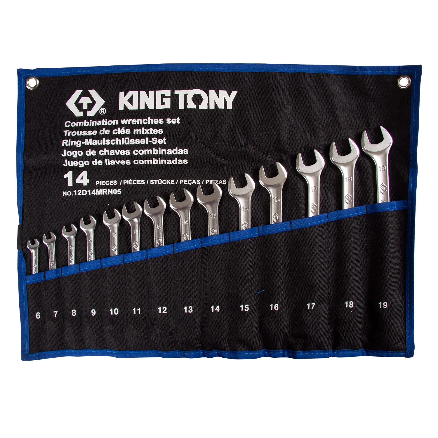 KING TONY Набор комбинированных ключей, 6-19 мм, чехол из теторона, 14 предметов KING TONY 12D14MRN05