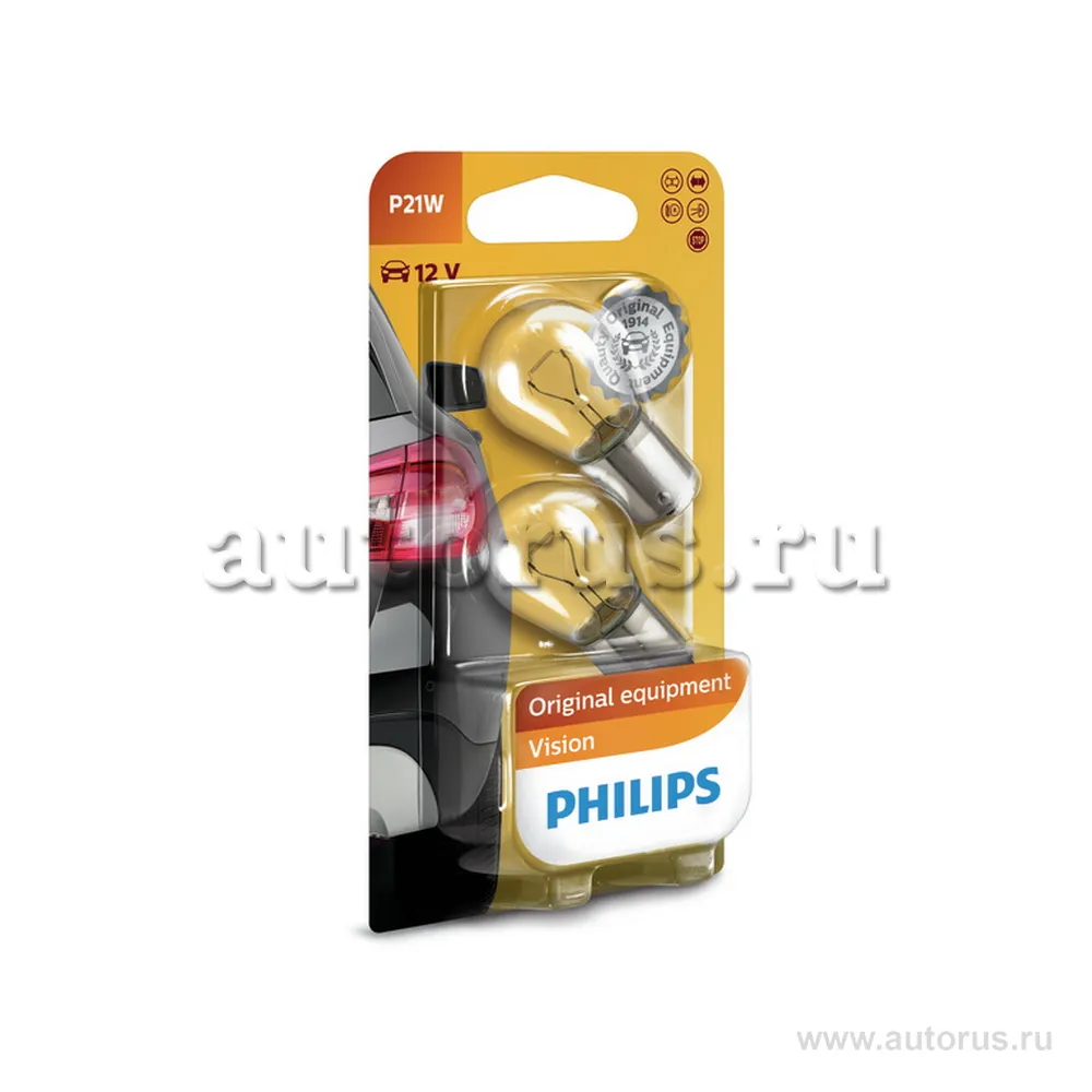 Лампа 12V P21W 21W PHILIPS 2 шт. блистер 12498B2