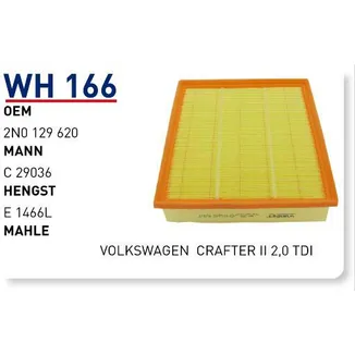 Фильтр воздушный VOLKSWAGEN (Crafter II) (2016-) MAN (TGE) (2016-) WUNDER FILTER WH166
