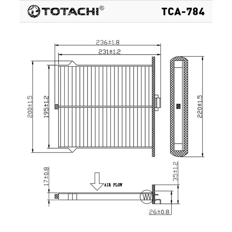 Фильтр салона TOTACHI TCA-784 AC-407 /E KD45-61-J6X CU 24 009 TOTACHI TCA-784