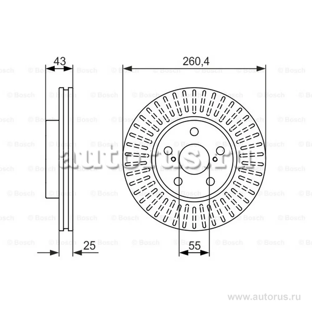 Диск тормозной передний BOSCH 0 986 479 869