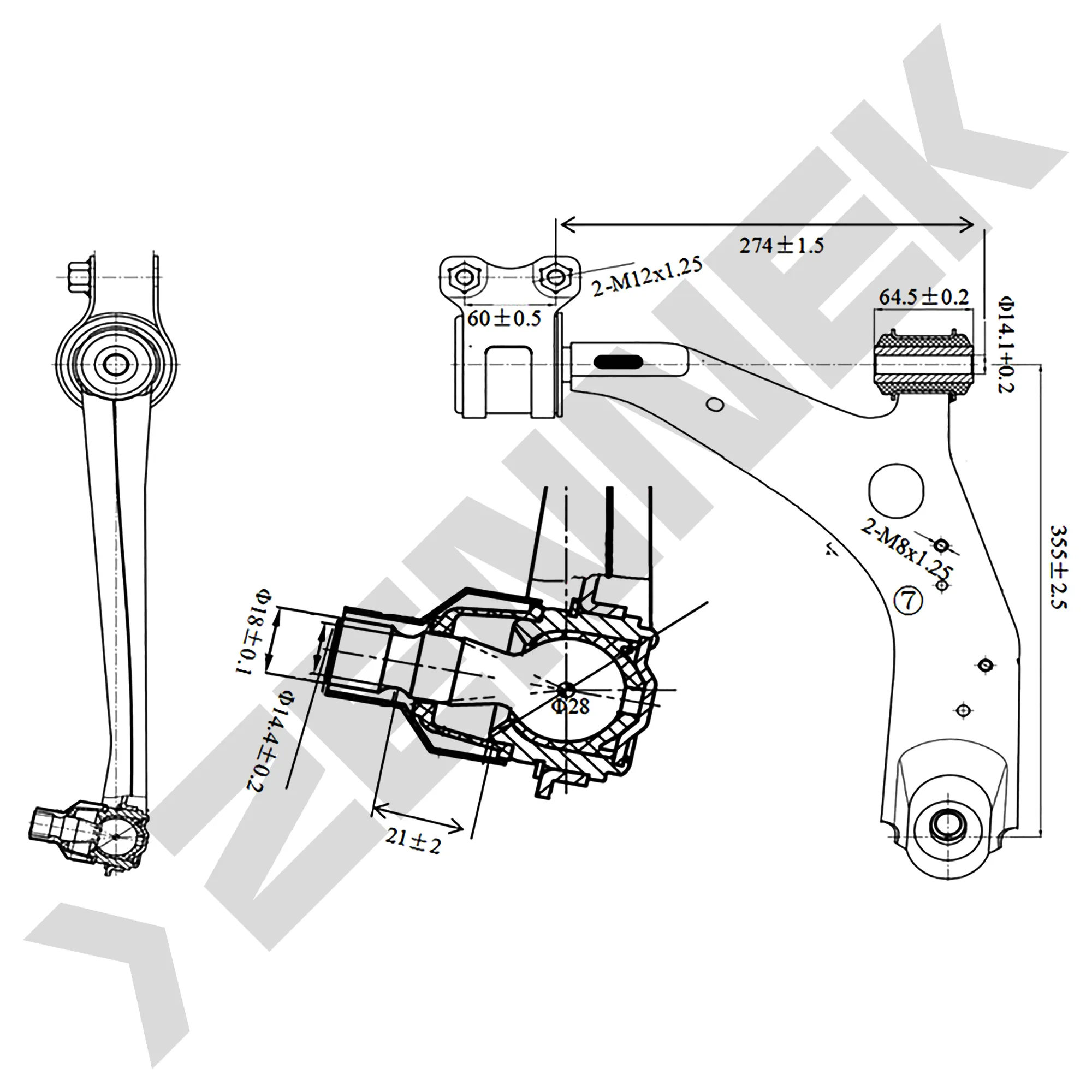 РЫЧАГ ПЕРЕДНИЙ ПРАВЫЙ MAZDA 3 BK 03 ZENNEK DCA0115