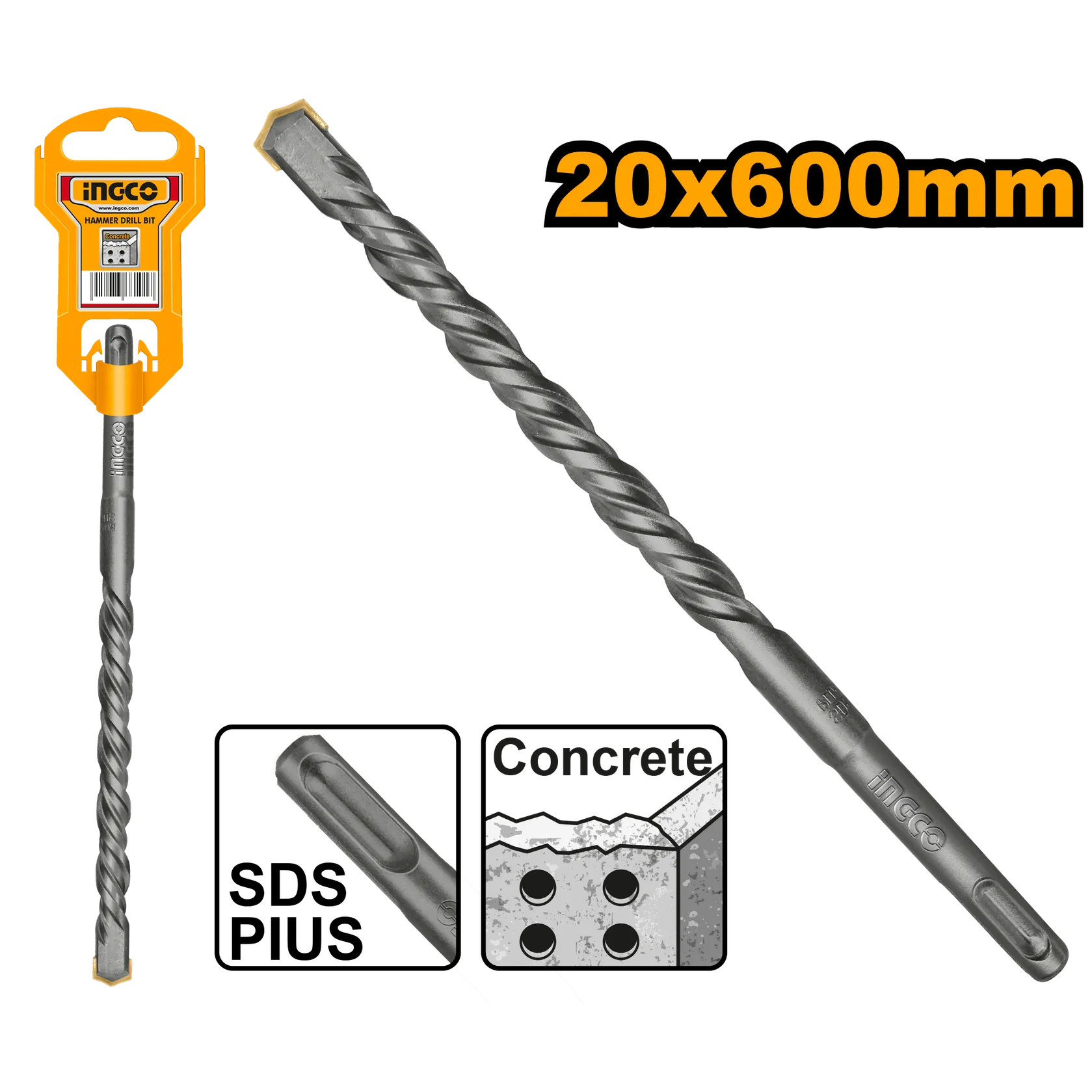 Сверло по бетону 20 мм L 600 SDS-plus INGCO DBH1212005