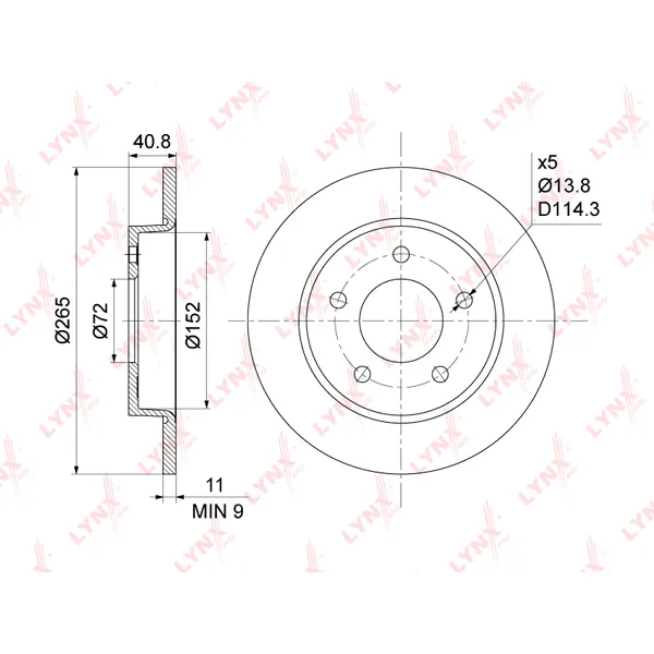 Диск тормозной MAZDA 3(BK/L) 1.4-2.2D 03> LYNXAUTO BN-1065
