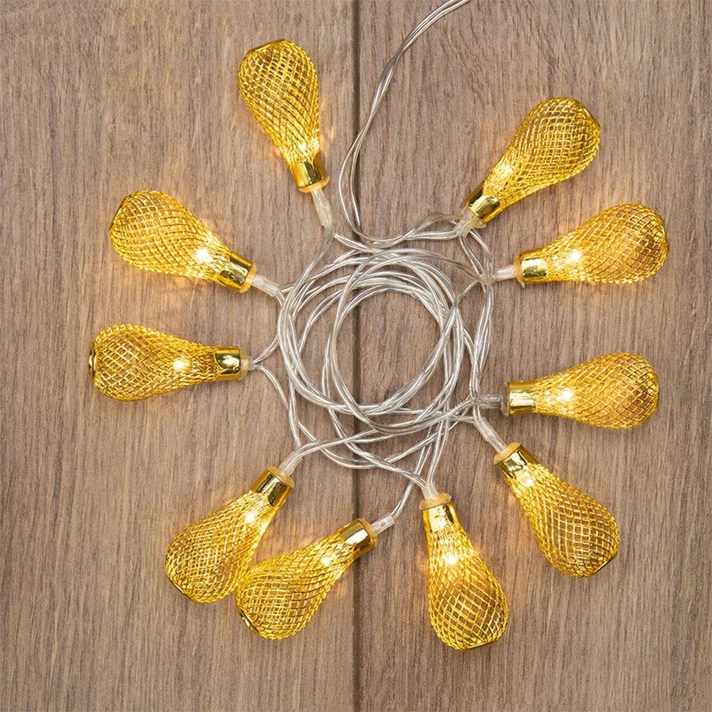 Гирлянда светодиодная Восточные фонарики 10 LED ЖЕЛТЫЕ 1,5 метра, прозрачный ПВХ, питание 2xАА NEON-NIGHT 303-071