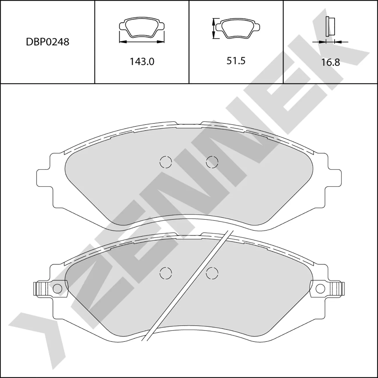Колодки тормозные передние CHEVROLET EPICA, EVANDA 05-15 ZENNEK DBP0248