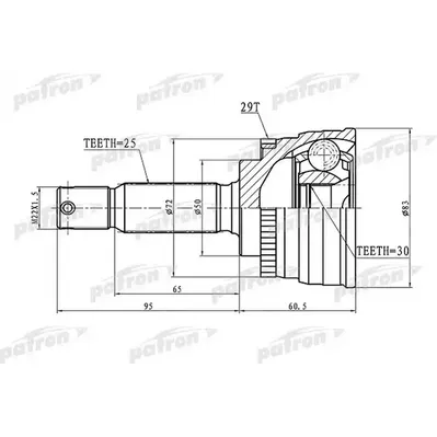 ШРУС наружный с кольцом ABS 25x50x30 ABS:29T HYUNDAI CO PATRON PCV1721