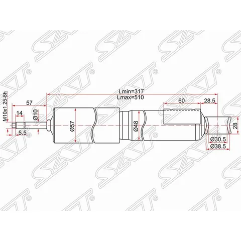 Амортизатор задний TOYOTA LAND CRUISER PRADO 90/4RUNNER/SURF/HILUX 95-02 LHRH ST-48531-69527