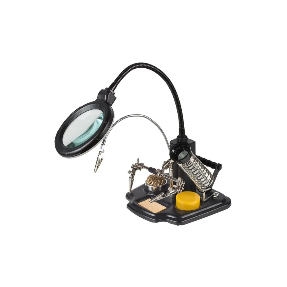 Держатель «Третья рука» REXANT, «МАСТЕР», 3 зажима, лупа 90 мм, подставка паяльника, стенд припоя, L REXANT 120258