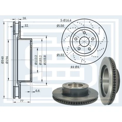 Диск тормозной TOYOTA LAND CRUISER (J20) передний STARKE 179-968
