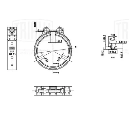 Хомут глушителя V-band с фланцами D63 мм (нерж. сталь) (VCB 63 SS) TRIALLI VCB 63 SS