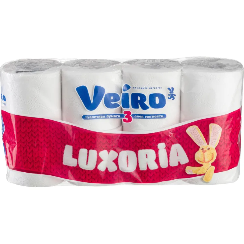 Бумага туалетная Veiro Luxoria 3сл бел цел втул 17м 8рул/уп 5с38 1553446