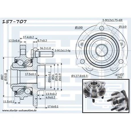 Ступица передняя CHRYSLER SEBRING / STRATUS STARKE 157-707