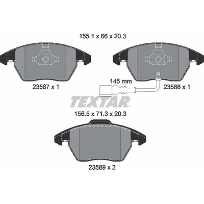 Колодки передние с противошумной пластиной Q+ AD VW SEAT SKODA PA 03->06 TEXTAR 2358701
