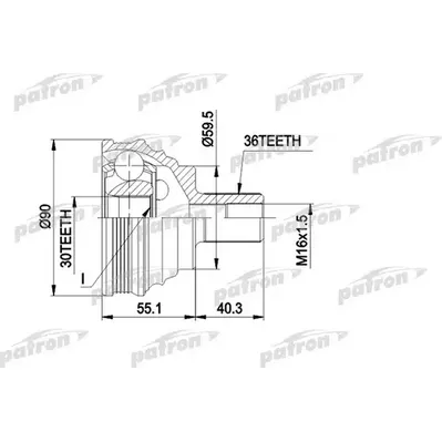 ШРУС наружн к-кт 36x59.5x30 AUDI: A3 03 -, A3 Sportback PATRON PCV1467